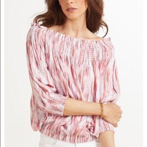 Pink striped off the shoulder top